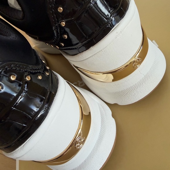 Michael Kors Leopard-Print Platform Sneaker in Black, Brown and White - Picture 6 of 6